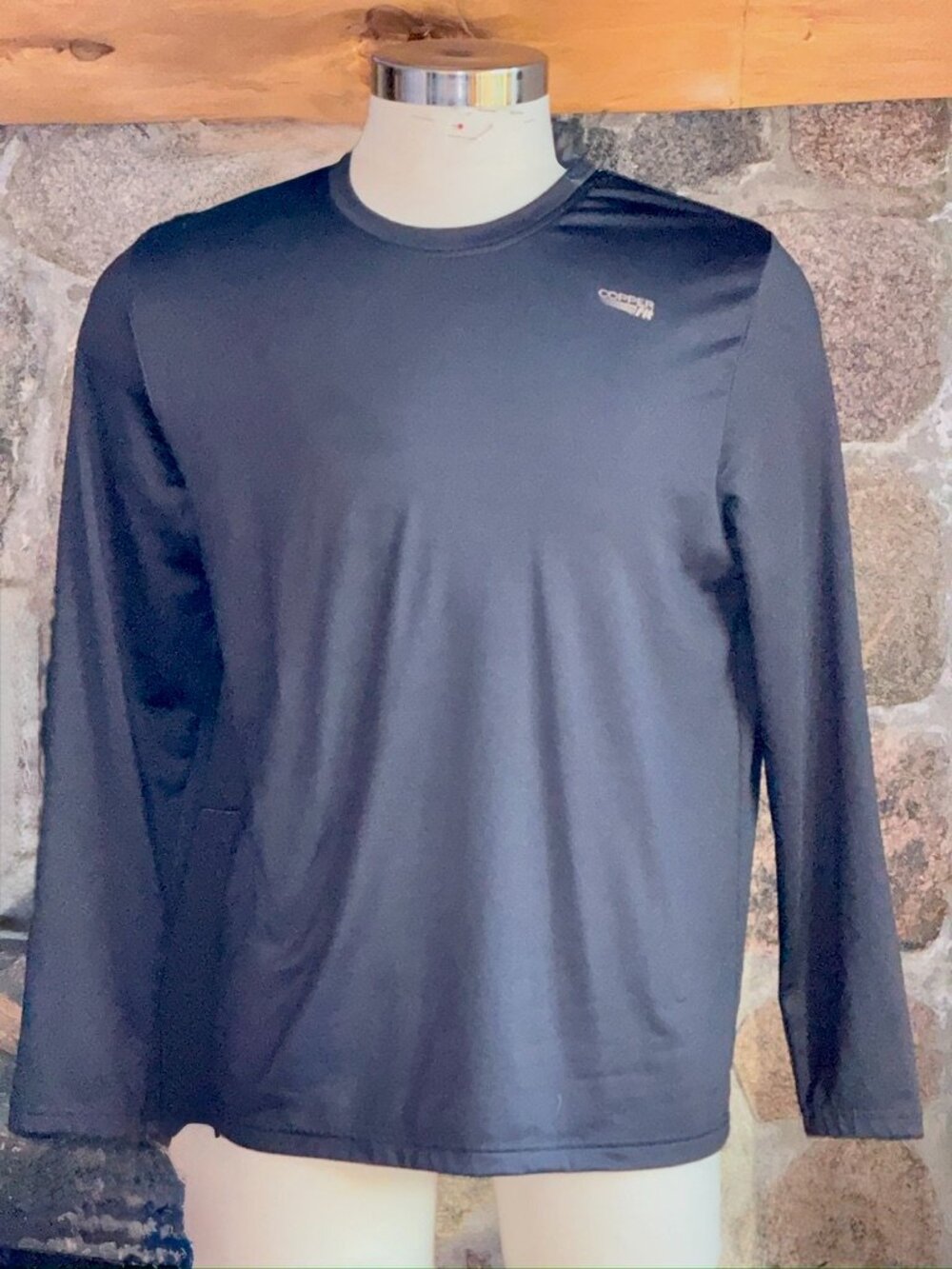 Copper Fit Men's Large Black Performance Long Sleeve Athletic Shirt Moisture Wic